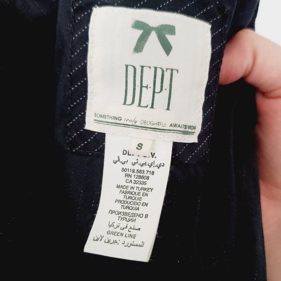 DEPT Pinstriped Bow Tie Classy Retro Tunic Shirt - Picture 6 of 10